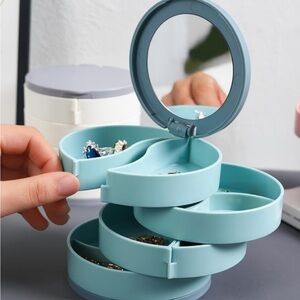 Rotating Jewelry Box Large Capacity with Mirror, 4-Layer